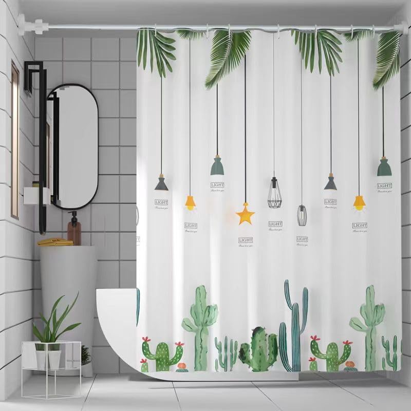 Shower Curtain Liner, 4G PEVA Green Leaf Shower Liner, Plastic Waterproof Shower Curta, 72x72 inch with Grommet Holes 3 Magnetic Weights