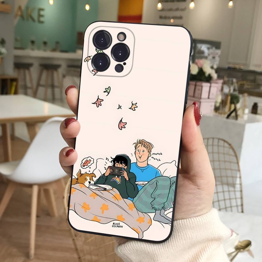 New Heartstopper Anime Phone Case For IPhone 17 16 15 14 13 12 11 Pro Max Plus Soft Black Cover