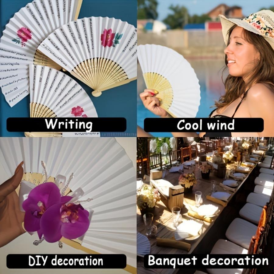 Vintage Style Paper Paddle Fans - Elegant Foldable Handheld Fan for Wedding & Party Decor - Chic Cooling Accessory