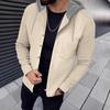 Осенний мужской вафельный однобортный кардиган с капюшоном в стиле кэжуал