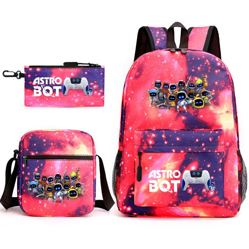 Teen Schoolbag, Universe Robot, Primary School Student Starry Sky Personality Heat Transfer Backpack Three-piece Set