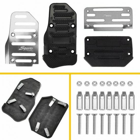 [SILVER] 2PCS Automatic Gas Brake Foot Pedal Pad Cover Non-Slip Car Accessories
