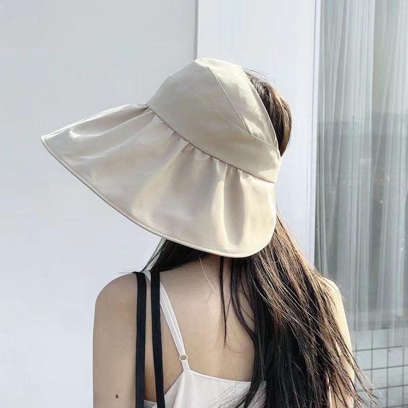Summer Empty Top Wide Brim Sun Hat For Women Anti Uv Sunscreen Bucket Hat Female Sun Protection Outdoor Beach Cap