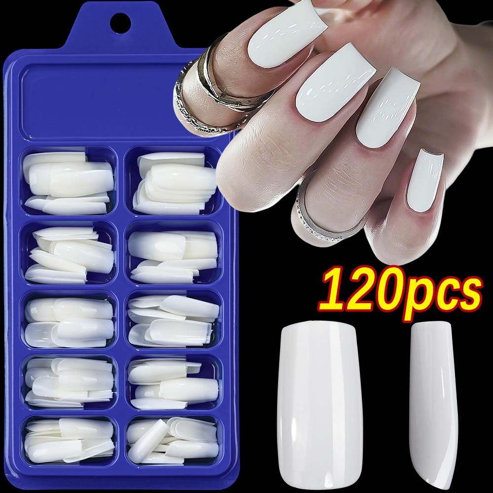 120pcs/box Glossy Light Pink False Nails Medium Almond Press on Nails False Acrylic Full Cover Fake Nail Tips Fingernail Decora