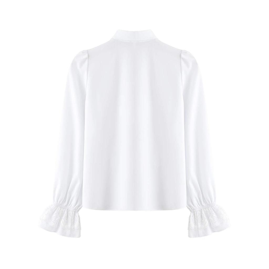 Рубашка в стиле Ренессанс для мальчиков с длинными рукавами, кружевными манжетами, застежкой на пуговицы спереди, однотонный винтажный костюм