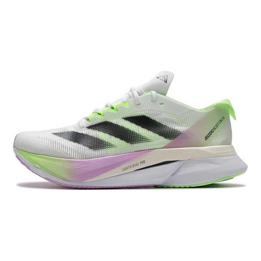 adidas Adizero Boston 12 White Black Green Spark Женские кроссовки Cloud-White Core-Black IG3328
