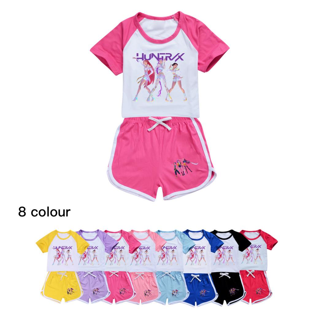 5019 Детский Девочки POP Rumi Zoey Mira Принт Футболка Шорты Спорт Спортивный костюм Комплект одежды