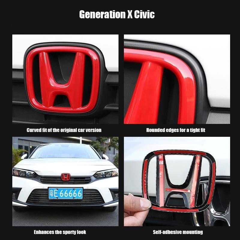 3Pcs ABS Auto Steering Wheel Trunk Emblem Front Grille Logo For Honda Civic 2019 2018 2017 2016 10th generation Styling