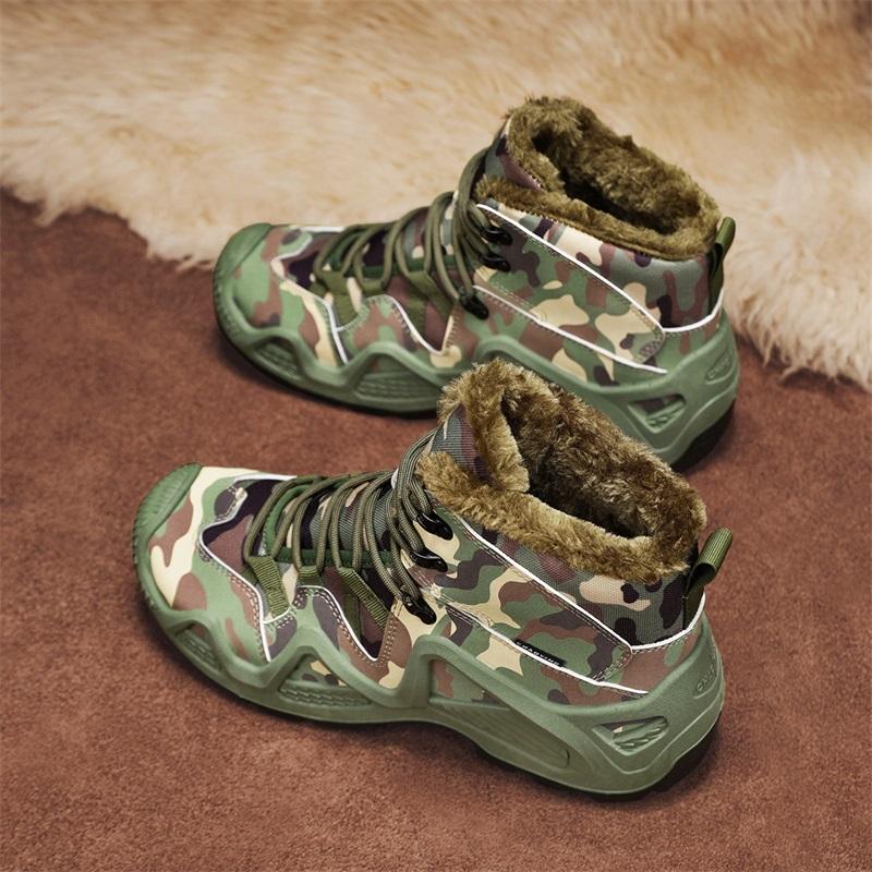Men's Plus Size Camouflage Fashionable Velvet Warm Outdoor High Top Hiking Shoes Hiking Shoes Outdoor Casual Shoes