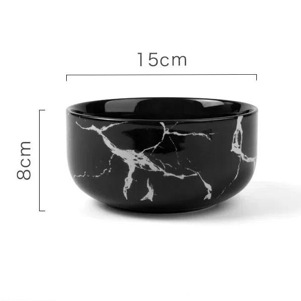 Скандинавский набор керамических мисок под мрамор – Фарфоровая посуда для завтрака, риса, лапши, супа