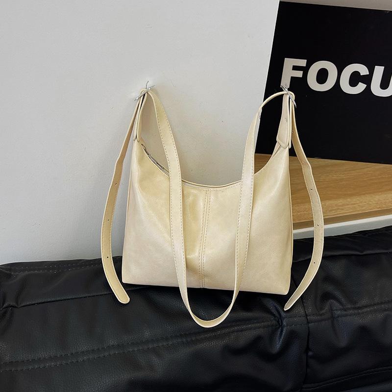Popular Simple Solid Color Casual Retro Bag Women'S Summer Fashion Shoulder Underarm Tote Bag