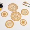 Круглый ПВХ Набор Подстановочная салфетка и Подставка с золотым тиснением