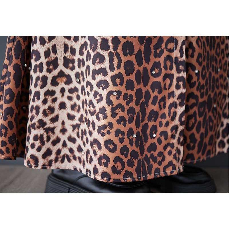 Свободные литературные большие размеры модные леопардовые принты средней длины темпераментные повседневные платья