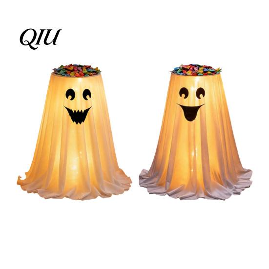 Realistic Spooky Party Decorations Halloween Ghost Candy Bowl Stand with Remote Control, Large LED Lighted Creative Holiday Table Centerpiece
