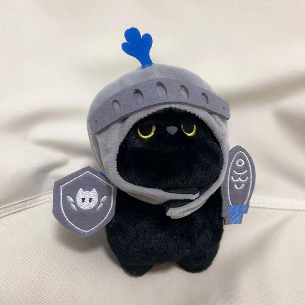 Cartoon Cat Plush Toy Silly Black Cat Stuffed Toy Knight Cat Plush Doll Christmas Gift