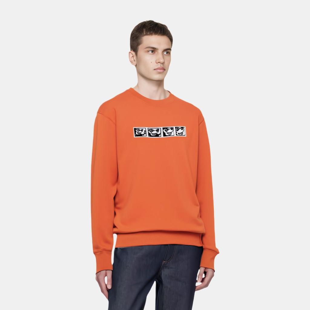 Uniqlo X Keith Long Sleeve Cartoon Minimalist Sweatshirt Men sweatshirt Bright-Orange 431819-24