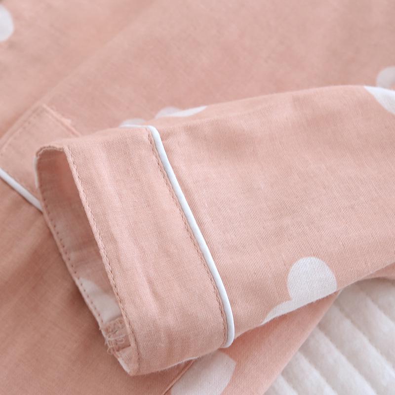 2022 Хлопковый марлевый пижамный комплект с нагрудными подушечками - Летняя и осенняя женская домашняя одежда с длинным рукавом