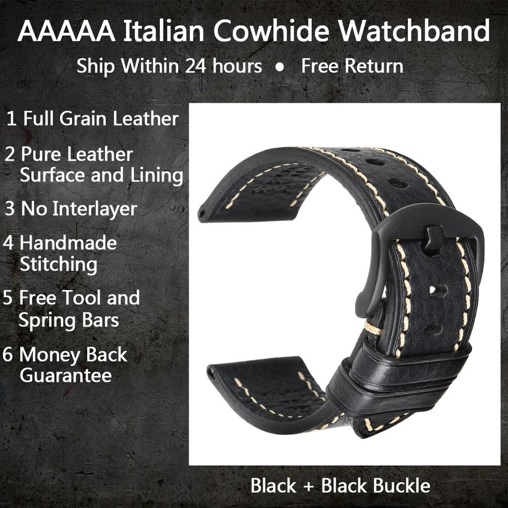 Luxury Handmade Watch Band Genuine Cow Leather Watch Strap With Butterfly Buckle Bracelet For Hamilton SEIKO Citizen Watchbands