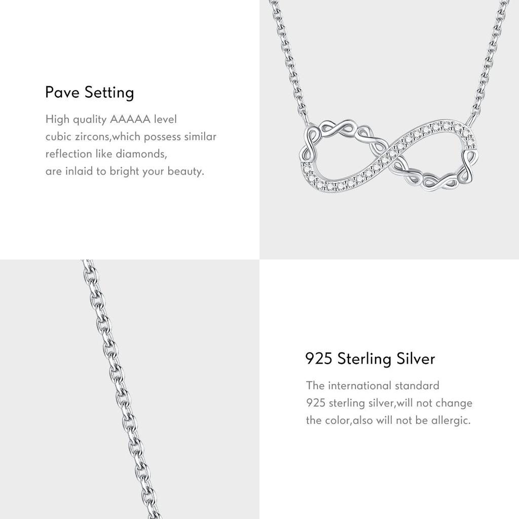 MODIAN Solid 925 Sterling Silver Romantic Infinite Love Pendant Necklace Shining Clear Cubic Zirconia For Women Anniversary Gift