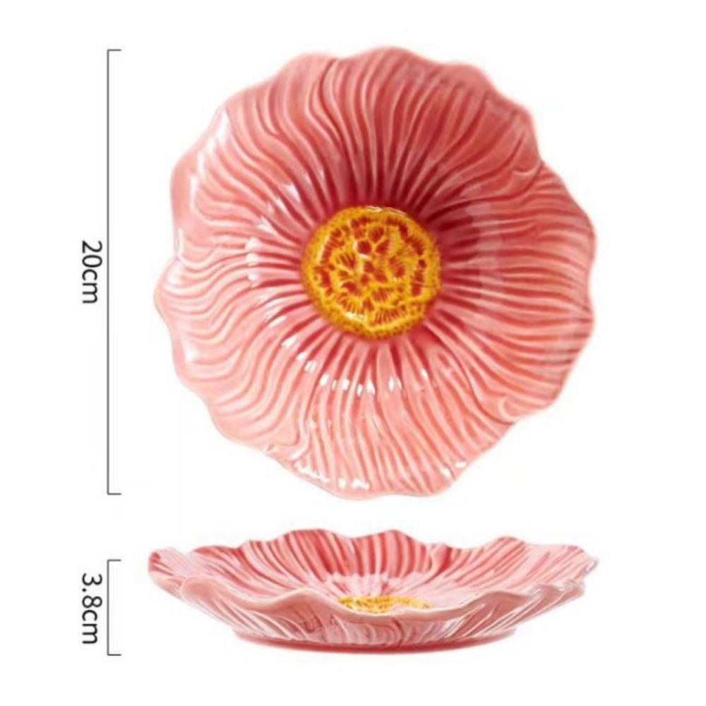 Household Ceramic Flower Plate Light Luxury Decorative Bowl Pastry Dish Soup Bowls Western Food