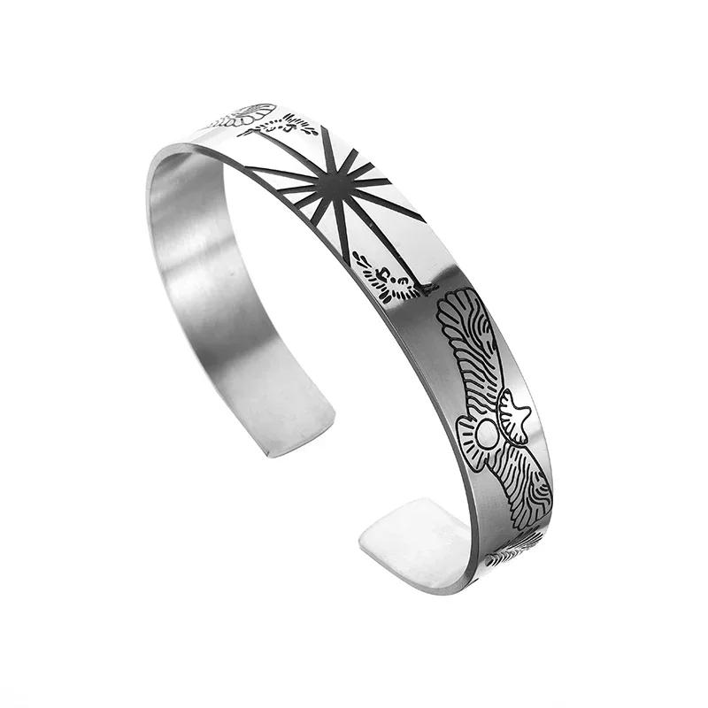 Модный регулируемый браслет-манжета с крыльями и перьями для мужчин, модный открытый дизайн, счастливое ювелирное изделие, подарок