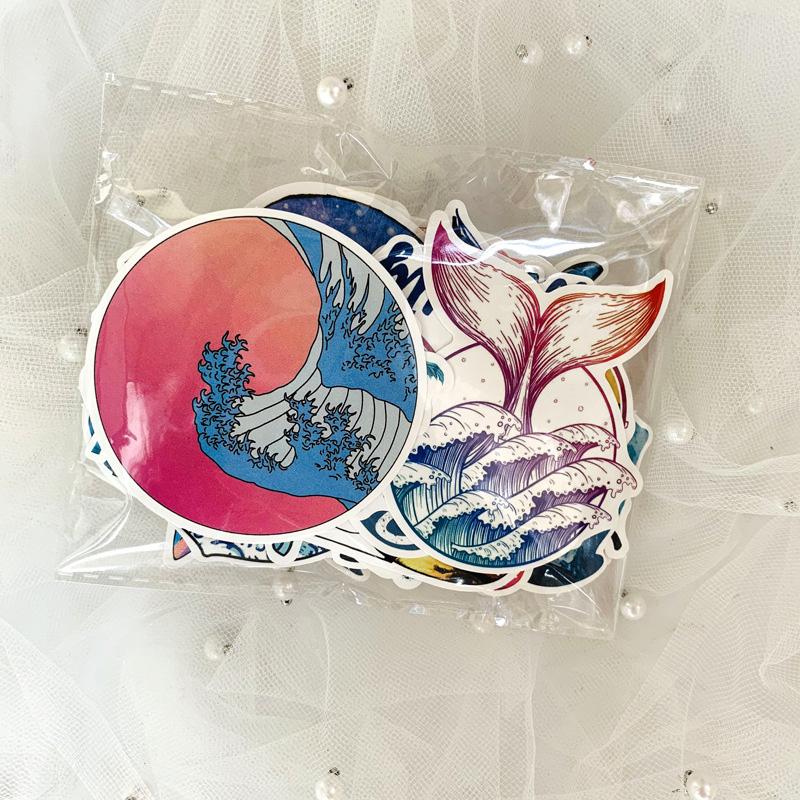 50 шт., наклейки для пляжного серфинга с волнами, такие же милые наклейки, Vtuber, наклейки для багажа, наклейки для кружки, наклейки для украшения ноутбука