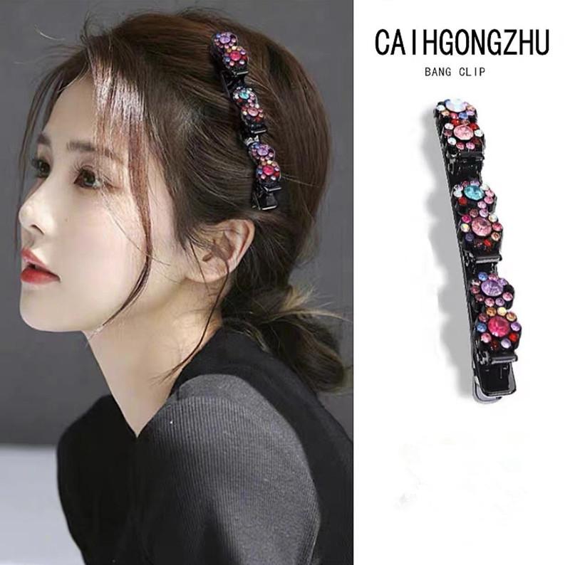 Rhinestones Braided Hair Clips For Girls Hairclip with 3 Flowers Hair Span With Crystalllume Women Hairpin Hair Accessories