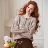 Women's Retro Color-block Snowflake Wool Blend Cardigan
