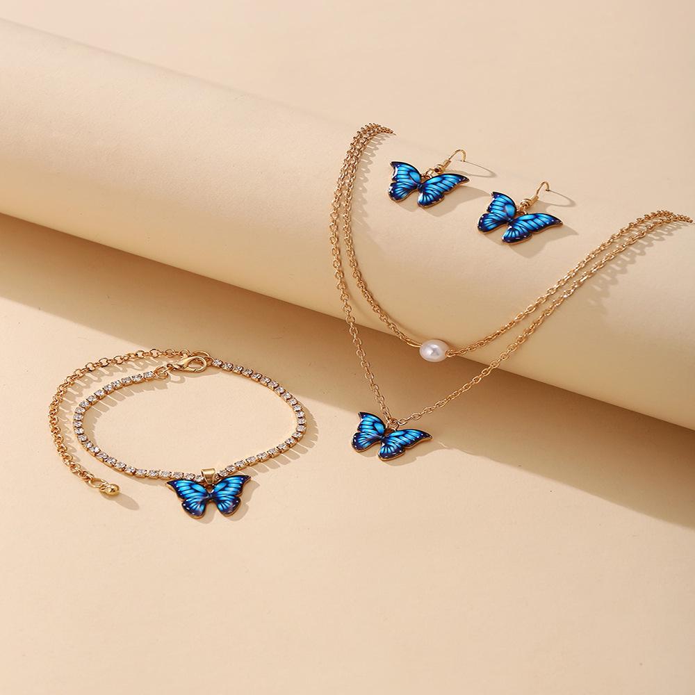 Women Jewelry Set Ear Stud Necklace Bracelet Combination Set New Creative Simple Fashion Elegant