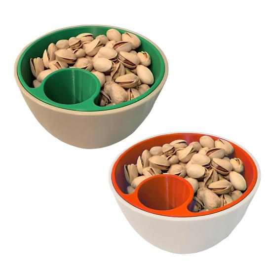 Напечатанная на 3D-принтере миска для семян и орехов, тарелка для закусок с контейнером для шелухи, многофункциональные сервировочные миски 2-в-1 для фисташек, подсолнечника