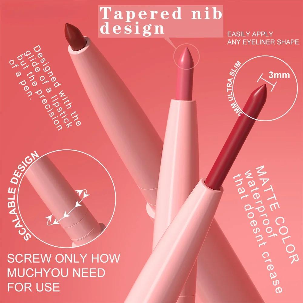 Nude Tapered Lip Liner Pencil Matte Creamy Plumping Lip Stain Waterproof Natural Nude Brown Slim Lips Liner Make Up Long-Lasting