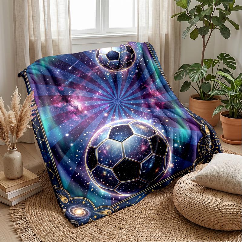 Galactic Soccer Balls 1 Theme blanket Lightweight Warm Flannel Blanket Decorative Throw Blanket for Home Decoration