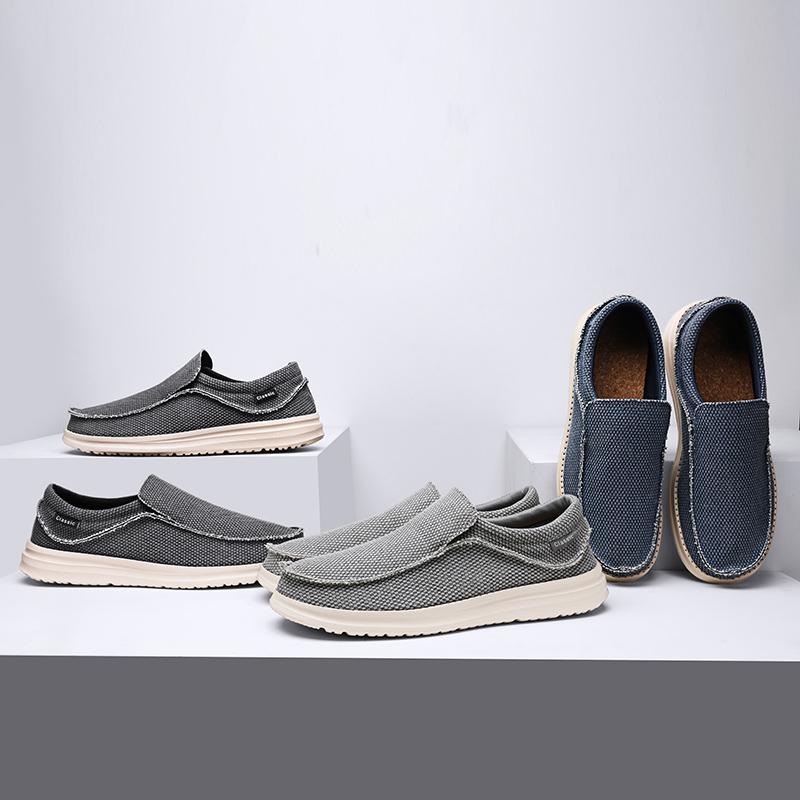Мужские тканевые туфли без шнуровки, повседневные лоферы, парусиновые туфли для отдыха, винтажные топсайдеры