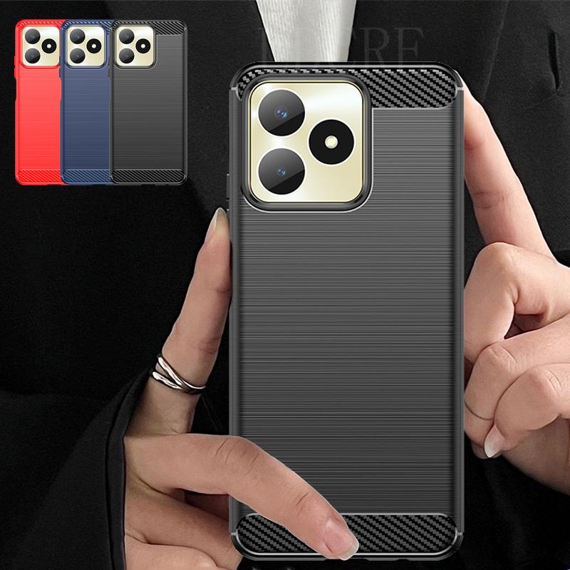 Для чехла Realme Note 50 Чехол OPPO Realme Note 50 Capas Armor Углеволокно Ударопрочный Бампер Задняя Мягкая TPU Накладка Realme Note 50