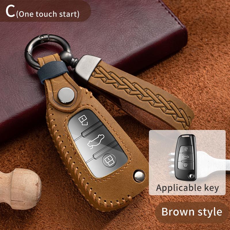 Кожаный чехол для ключей Crazy Horse, брелок для A1 A3 A4 A5 Q7 A6 C5 C6, автомобильные аксессуары, брелок