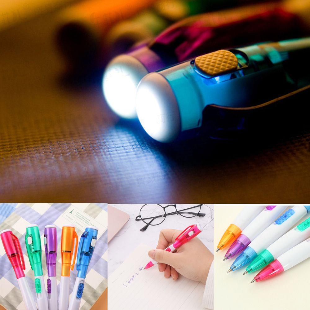 Оригинальные канцелярские товары со светящимися ручками-шариками, шариковая ручка, ручка-фонарик, светодиодная подсветка