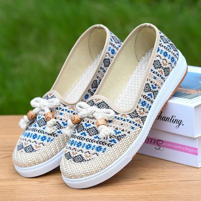 Женская обувь Слипоны Холщовая Женская Обувь Весна Осень Плоская Дешевая Уличная Одежда Эластичная Новинка Повседневные Наряды в Корейском Стиле XL