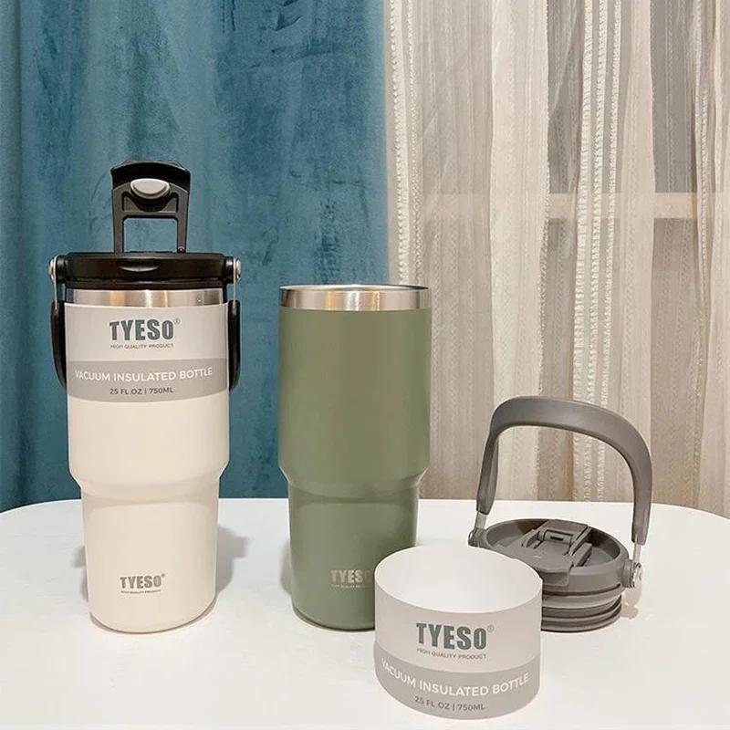 Термобутылка Tyeso Кофейная кружка Нержавеющая сталь Двухслойная изоляция Холодная и горячая Термокружка Дорожная кружка Вакуумная бутылка для воды