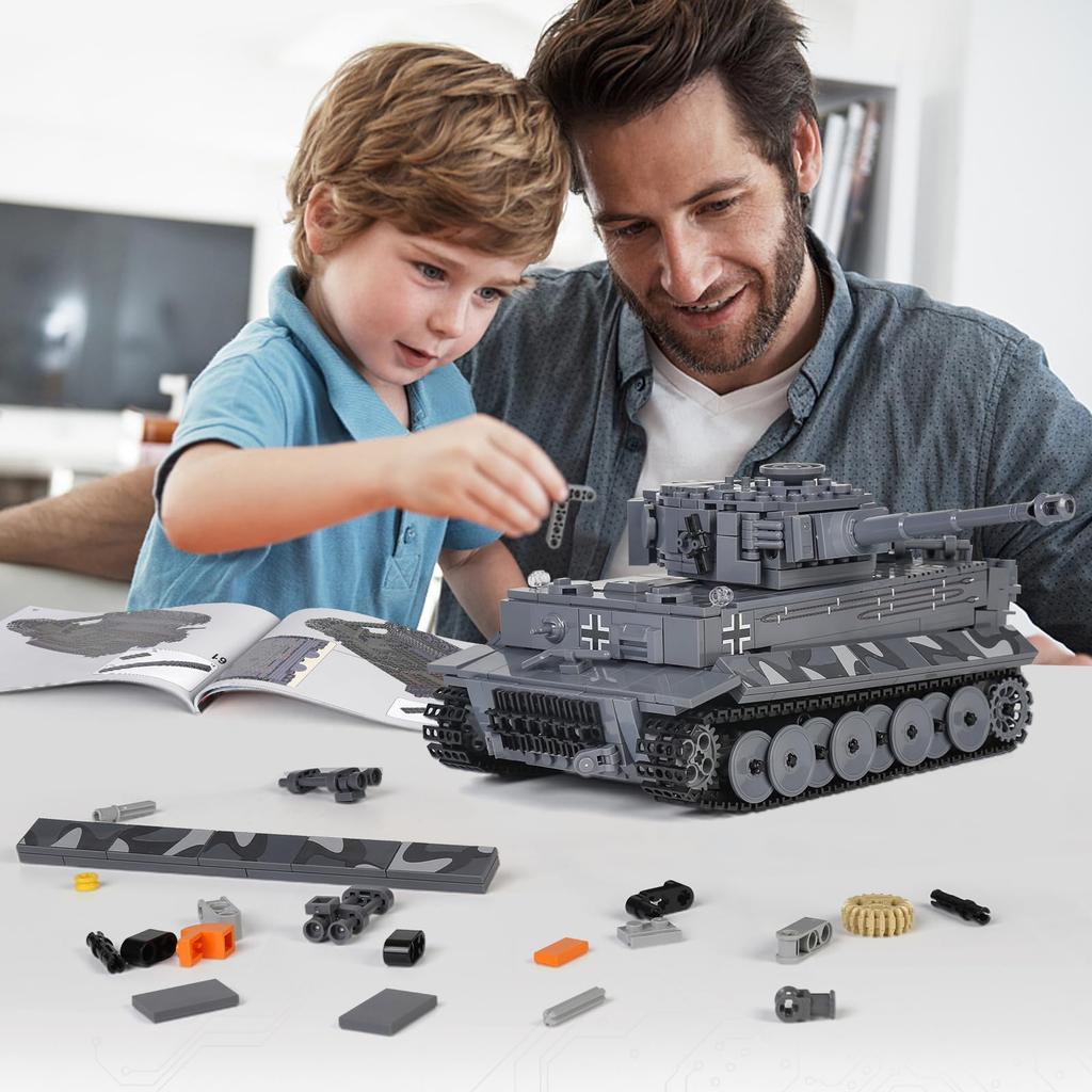 Mold King 20014 MOC Technology Tiger Tank Building Blocks Remote Control Technology Transport Vehicle Tank Building Blocks Kit with Electronic
