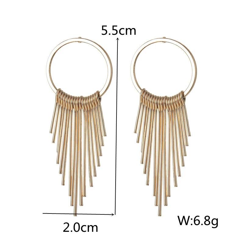 Новые модные массивные металлические геометрические серьги-подвески для женщин, крутые серьги золотого цвета в стиле панк, круглые витые висячие украшения для ушей