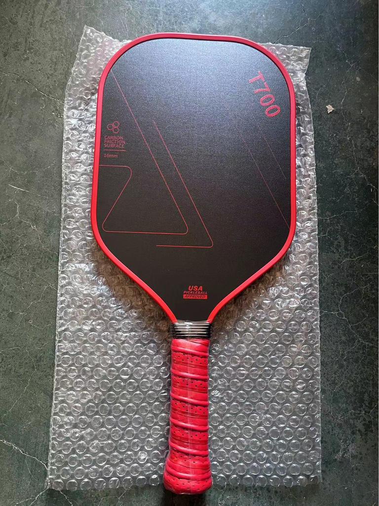 Падл для пиклбола из углеродного волокна T700 с матовым покрытием тканевой текстуры, толщина 16 мм, качество для профессиональных соревнований.