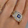 Square Men Ring Vintage Blue CZ with Micro Paved Business Style Men Ring Retro Design Wholesale Lots&Bulk with Size 6-10