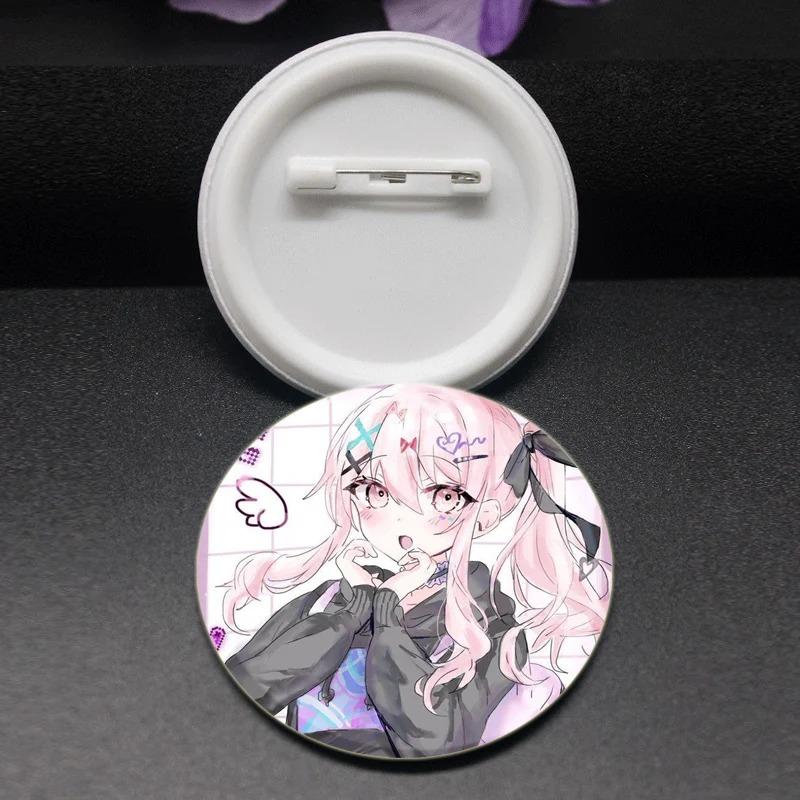 32/44/58mm Anime Mizuki Akiyama Badges Project SEKAI Brooch Round Brooches Jewelry Creative Art Pins for Backpack Decor Gift Accessory