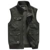 Plus Size Men's Vest Casual Jacket Spring and Autumn Loose Style Cotton Multi-pocket Zipper Windproof Coat Collarless Sleeveless Jacket for Man