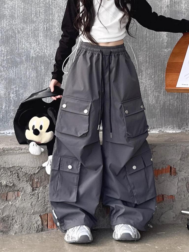 Новые брюки карго с широкими штанинами для девочек 2025 года: Стильная осенняя уличная одежда для подростков