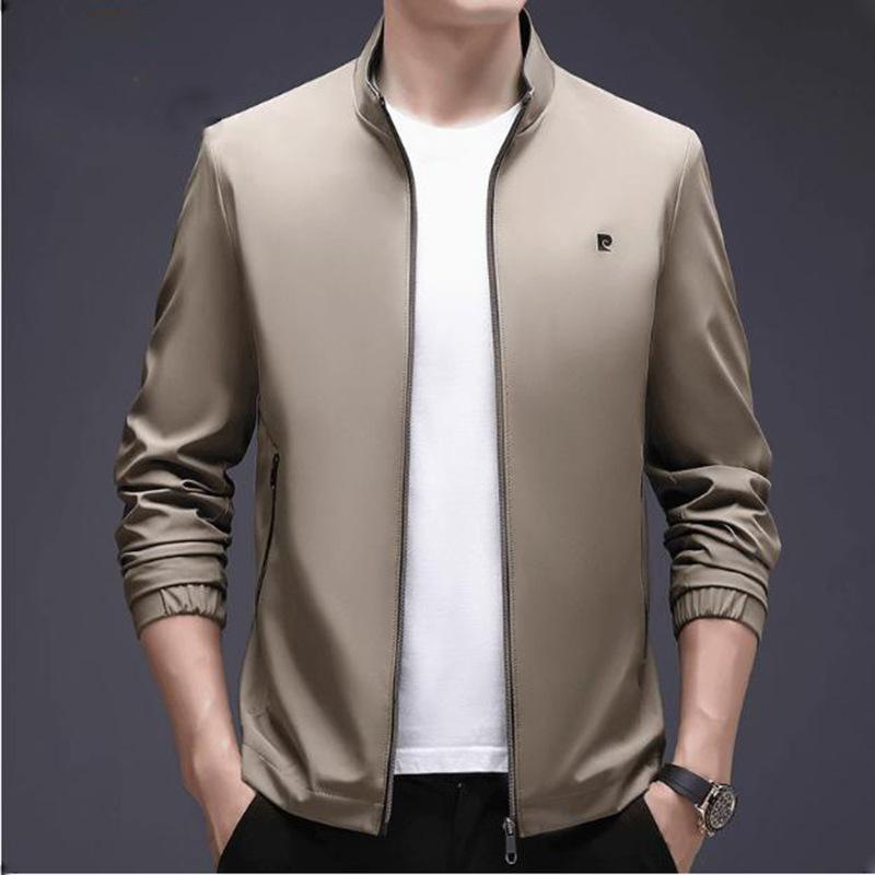 Куртка с воротником-стойкой, мужская, простая, новая, весна-осень, для пап среднего возраста, деловая, повседневная, на молнии, тонкая верхняя часть