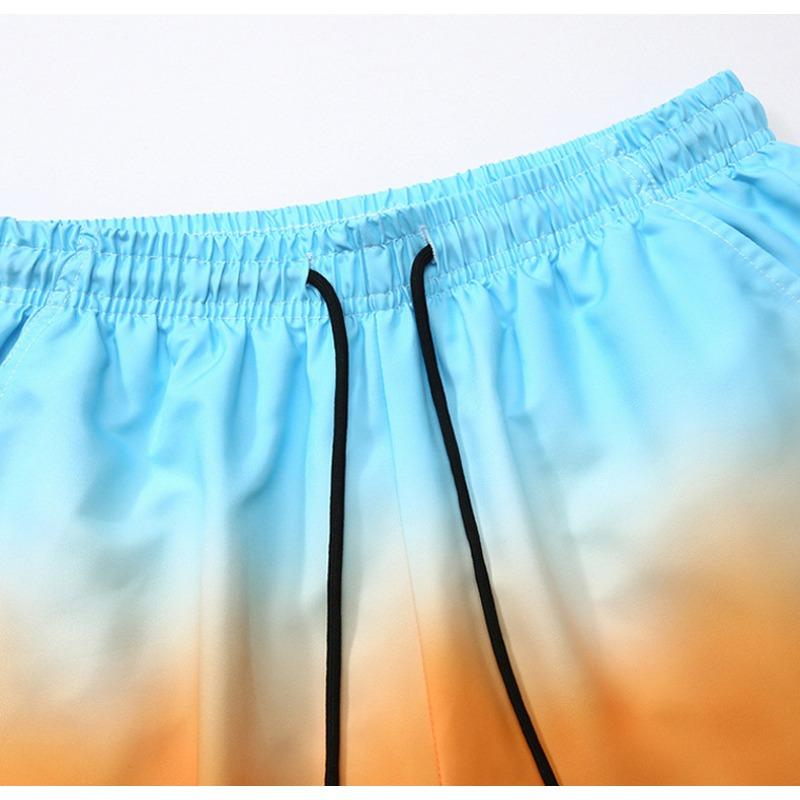 Men's Summer Quick Drying Shorts with Gradient Printed Casual Sports Beach Shorts