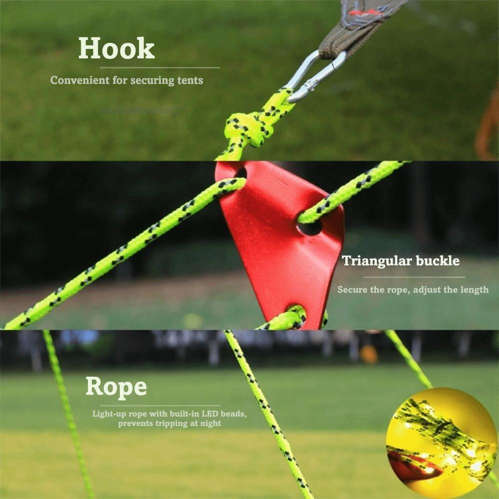 Reflective Tent Guy-line Light Solar Camping Rope Light 2-In-1 LED Rope Light Outdoor Camping