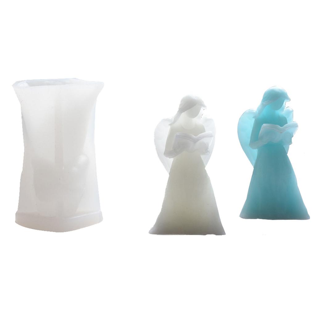 Маленькая девочка держит книгу, силиконовая форма для свечей, формы для чтения ангелов для изготовления свечей, литье мыла из смолы, пасхальный домашний декор