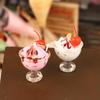 1Pcs Dollhouse Simulation Cherry Cream Cup Ice Cream Cup Mini Model Ornament Toy Dollhouse Miniature Accessories Decoration Toy